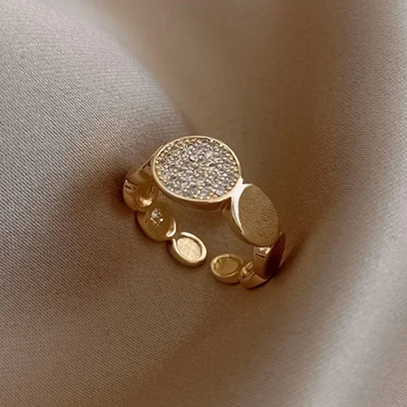 Bague ouverte feuille plaquée or de luxe léger, bague de doigt géométrique exquise en zircon en forme de nid d'abeille, tendance, bijoux de mariage, cadeau de fête