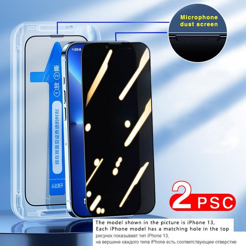 2 pièces, protection d'écran complète pour iPhone 11, 12, 13 PRO MAX, verre intimité pour iPhone 14 Pro, XS Max, XR, 13, 12 mini, verre trempé, film de protection d'écran en verre trempé, dureté 9H, protection d'écran anti-rayures.