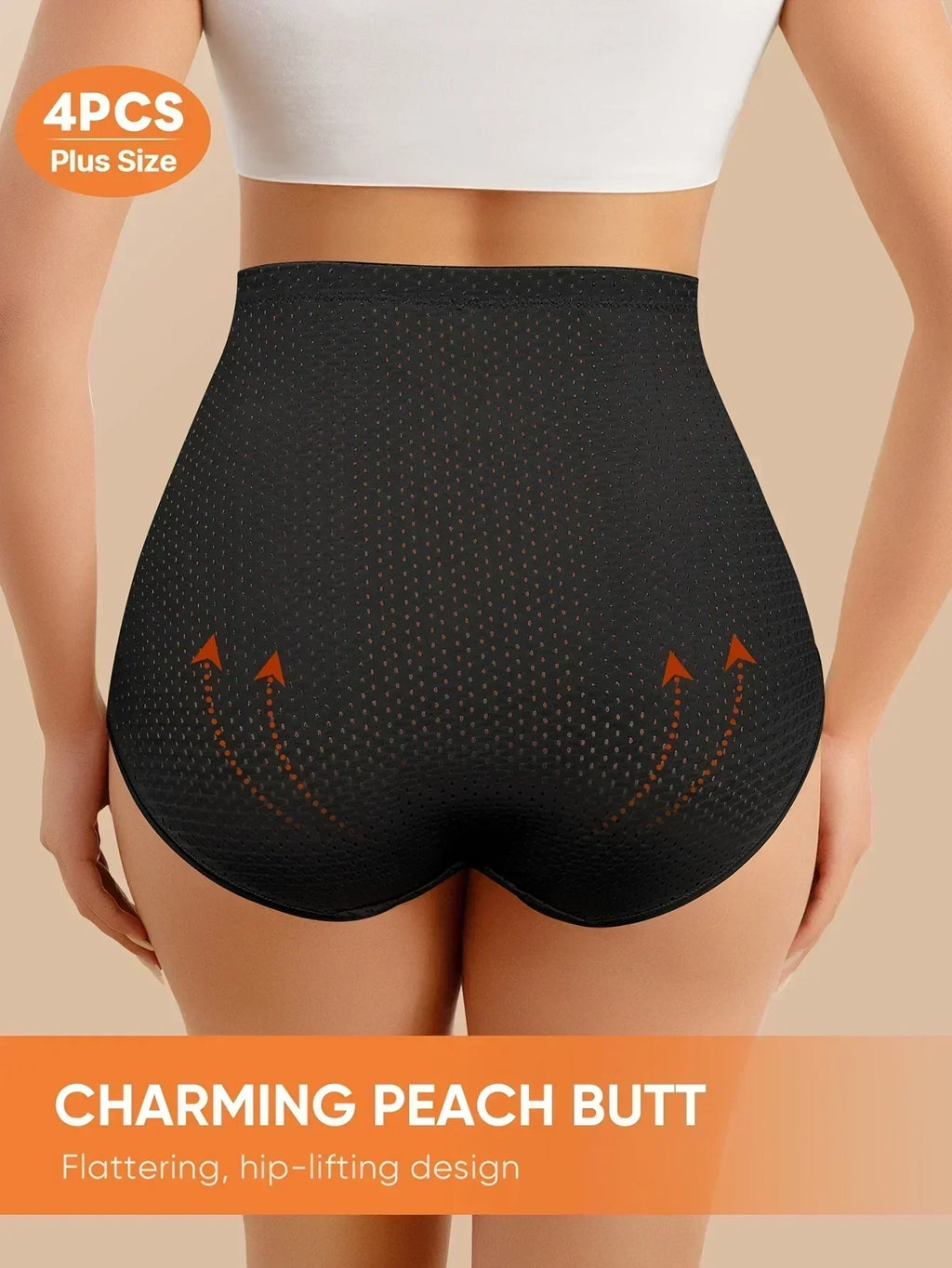 Lot de 4 culottes taille haute grande taille pour femmes - Maille respirante et dentelle, confort amélioré, culottes d'été respirantes noires.