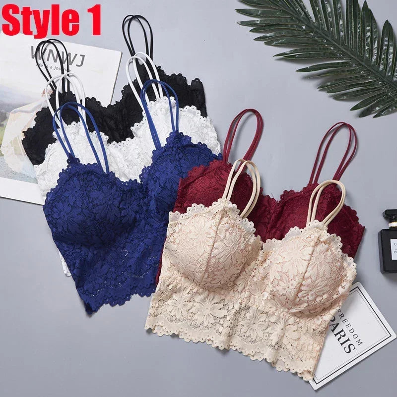 Soutien-gorge Push-Up Sans Armature Gainant Dentelle Florale Sexy Haut Femme Grande Taille Bralette Sous-vêtements Lingerie Bonnets Complets Soutiens-gorge Sans Couture