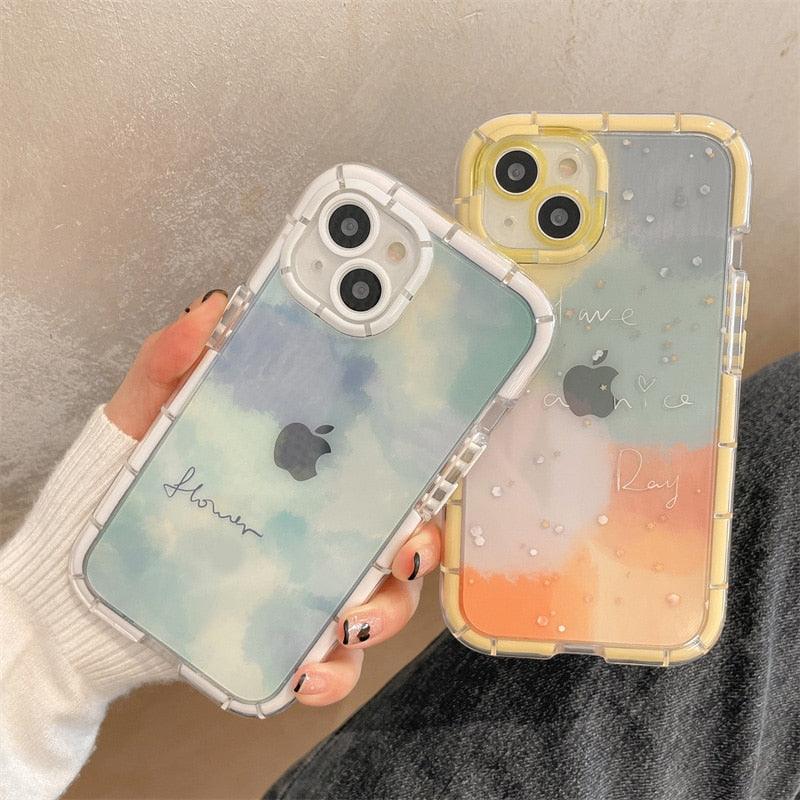 Coque de téléphone lumineuse abstraite pour iPhone 13 12 11 Pro Max en silicone transparent antichoc – Coque de téléphone transparente avec motif floral et fille qui brille dans le noir pour iPhone