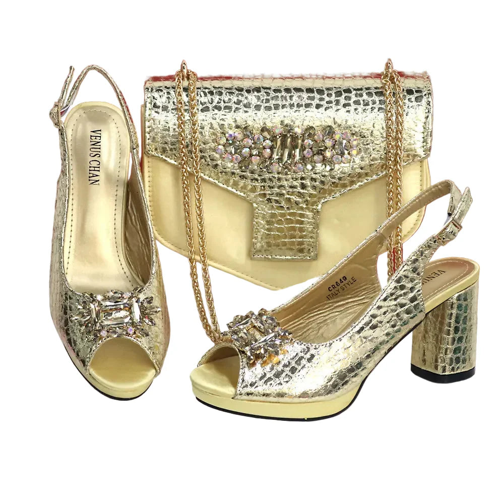 Ensemble Sac et Chaussures à Talons Ouverts pour Femmes GRT543