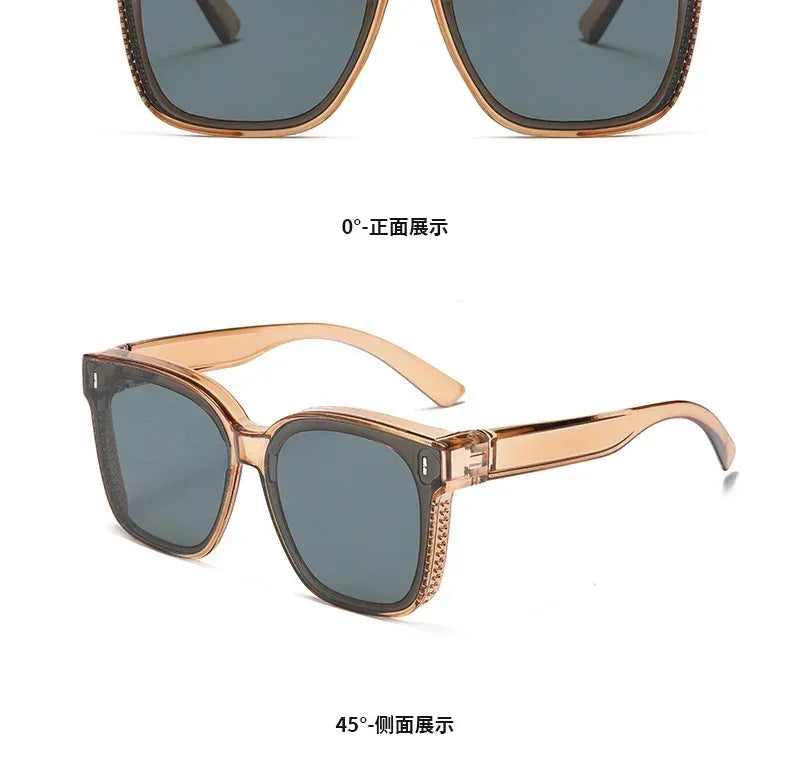 Lunettes de soleil polarisées Fashion Square à clipser pour lunettes de vue, portables, pour hommes et femmes, vintage, pour la pêche et la conduite