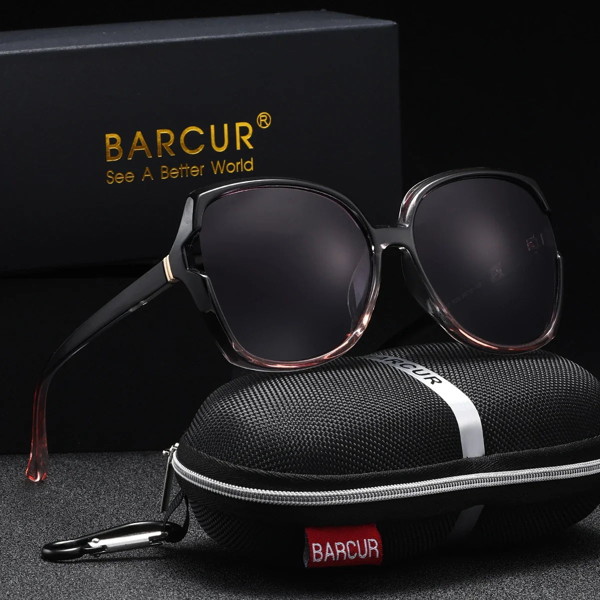 BARCUR Lunettes de soleil carrées surdimensionnées polarisées pour femme – Monture légère en PC Confortable Verres dégradés tendance Protection UV400 Idéales pour le shopping, la plage et les voyages