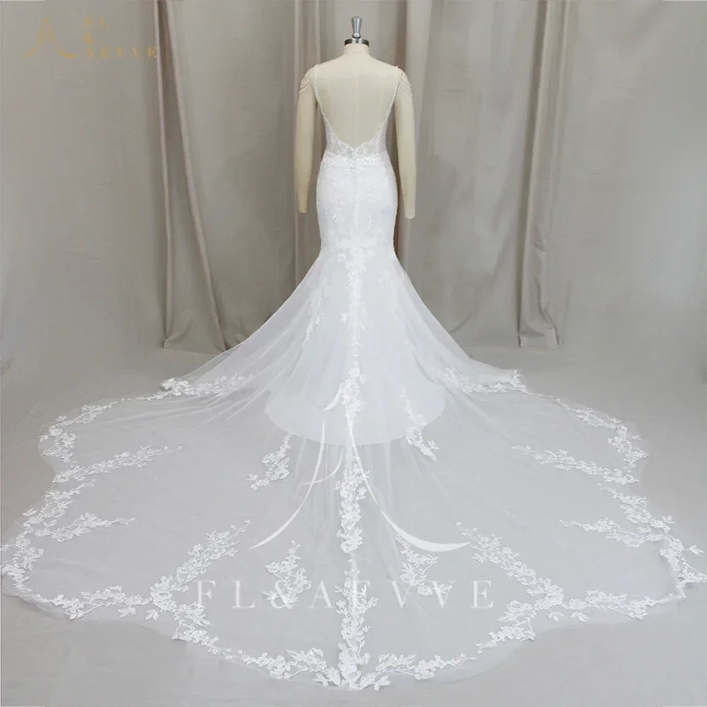 Robe de mariée de luxe personnalisée FL&AEVVE avec bretelles fines, robe de mariée de plage, robe de soirée de mariage, vestidos de novia