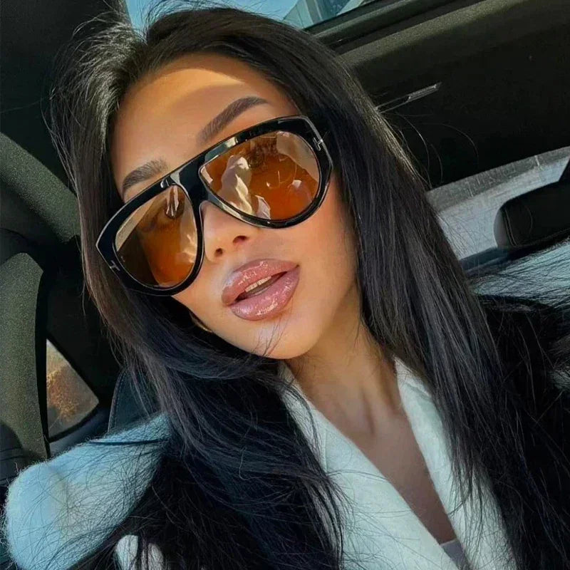 2024 Nouvelle Mode Grande Monture Pilote Lunettes de Soleil Marron Femme Homme Marque T Lunettes de Soleil Extérieur Femme Ombre Oculos De Sol Cadeaux