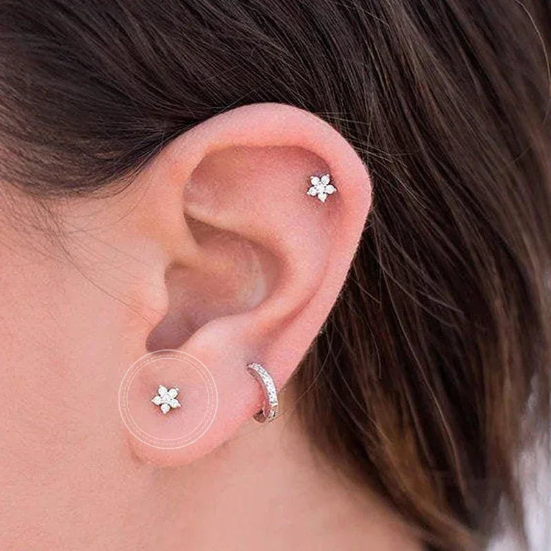 Boucles d'oreilles créoles tendance en argent sterling 925 avec aiguille d'oreille en cristal blanc de luxe pour femme, cadeau de bijoux de mariage