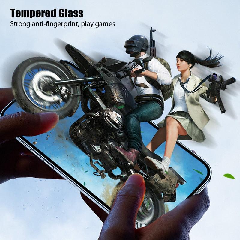 4 Films de protection en verre trempé pour iPhone 11 12 13 14 Pro XR X XS Max Protecteur d'écran pour iPhone 12 Pro Max Mini 7 8 6 6S Plus SE Verre trempé Installation facile du cadre Film de protection HD ultra-mince