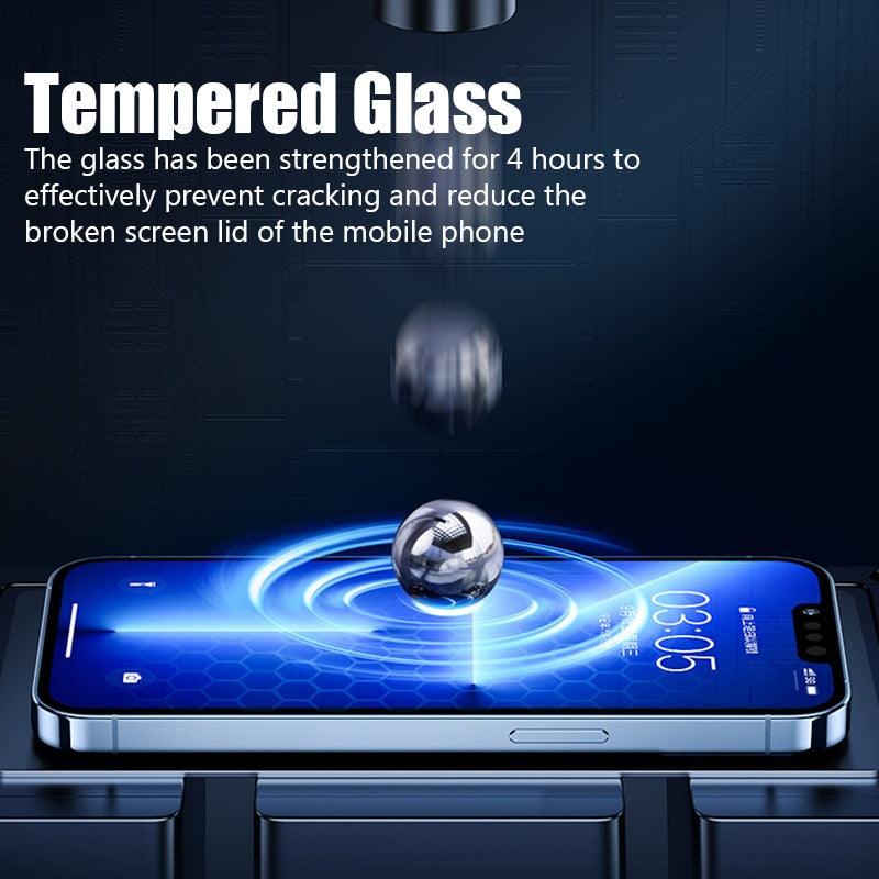 4 Films Protecteur d'écran pour iPhone 14 13 12 11 Pro Max Mini Verre Trempé pour iPhone 7 8 6 6S Plus X XR Xs Max SE 2020 Verre Monobloc Avant Anti-rayures en Verre Trempé