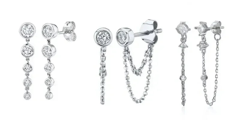 Boucles d'oreilles créoles tendance en argent sterling 925 avec aiguille d'oreille en cristal blanc de luxe pour femme, cadeau de bijoux de mariage