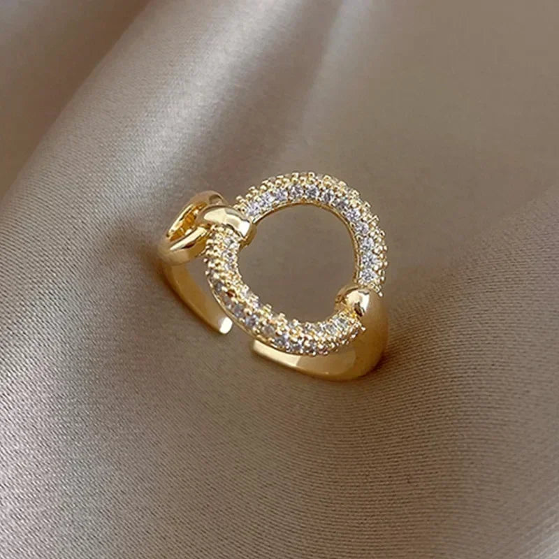 Bague ouverte feuille plaquée or de luxe léger, bague de doigt géométrique exquise en zircon en forme de nid d'abeille, tendance, bijoux de mariage, cadeau de fête