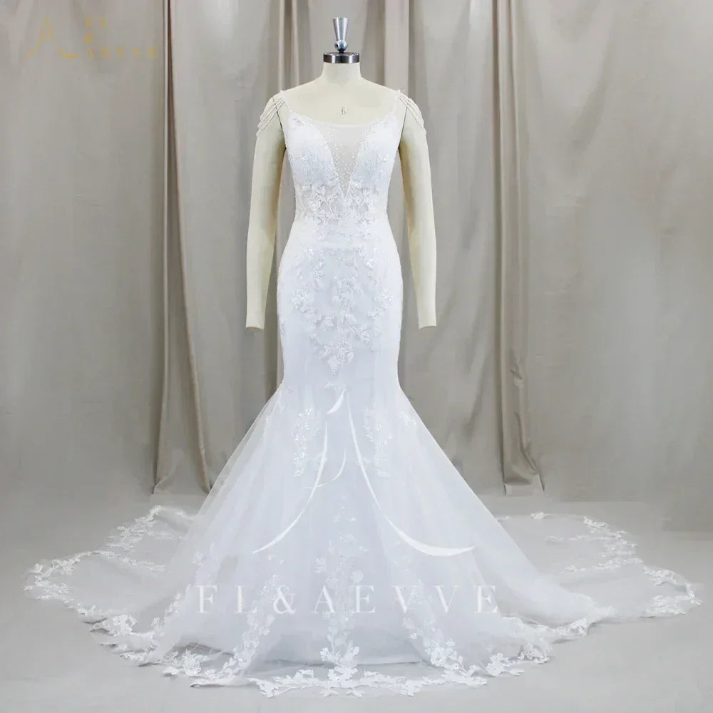 Robe de mariée de luxe personnalisée FL&AEVVE avec bretelles fines, robe de mariée de plage, robe de soirée de mariage, vestidos de novia