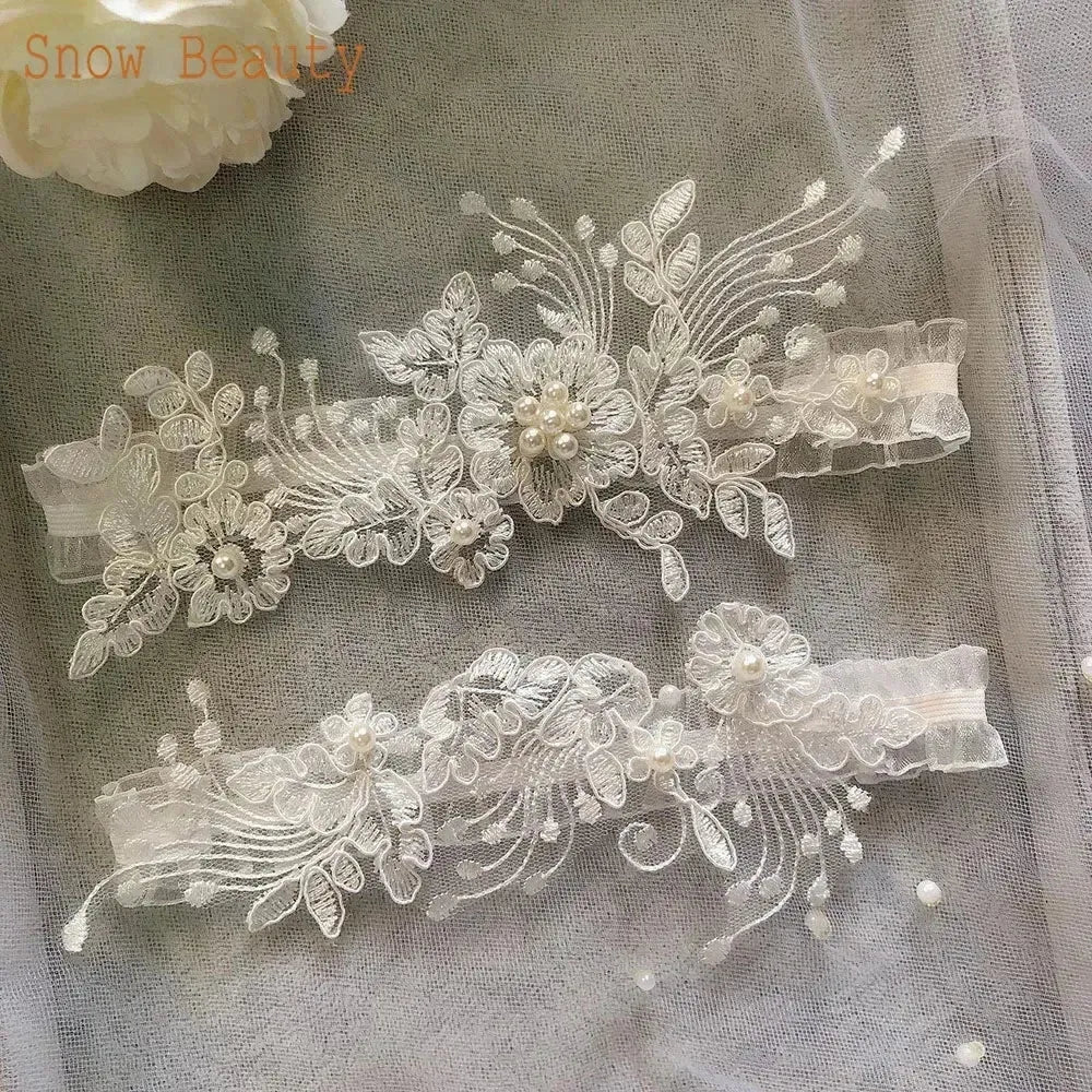 K03 2 PCS Jarretelle de mariée sexy en dentelle fleur cristal perles jarretelle de cuisse bague de cuisse jarretelle de mariée jarretelle de bas femme fille