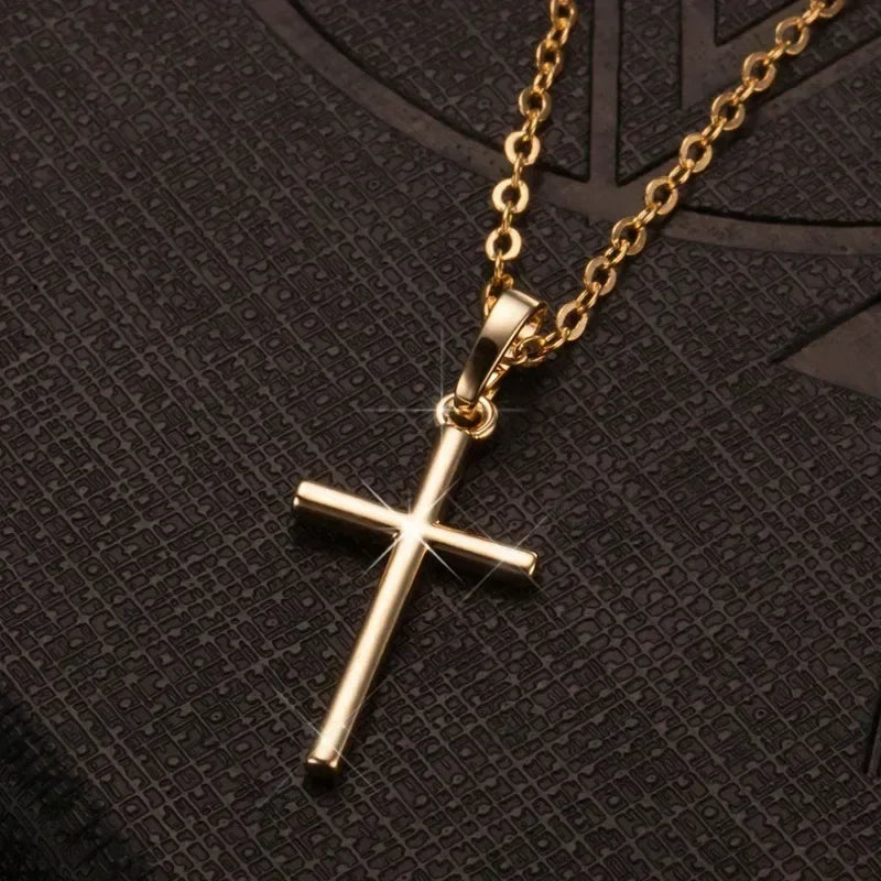 Collier pendentifs croix zircon luxe mode or clair couleur argent pour hommes femmes bijoux chaîne accessoire