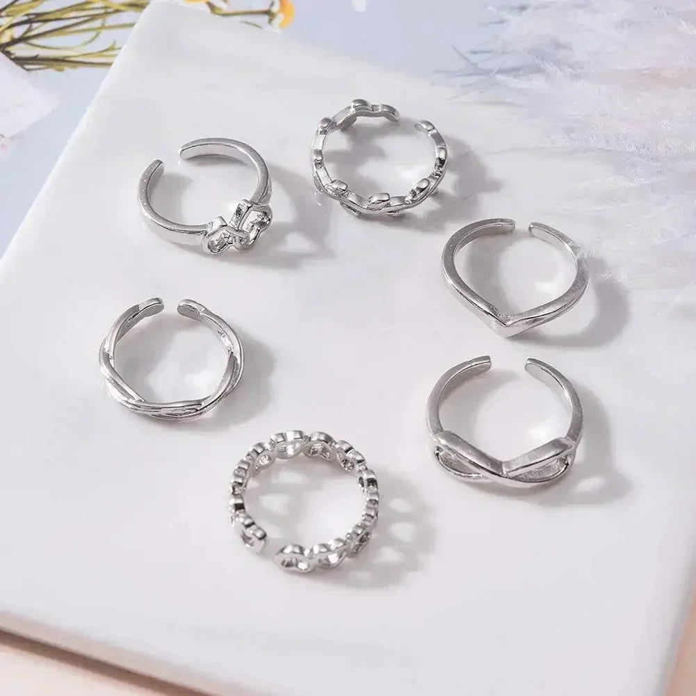 12 Bagues d'orteil ajustables pour femmes et filles, ensemble simple pour la plage, ouvert, bijoux mignons cœur, plume, été, pieds