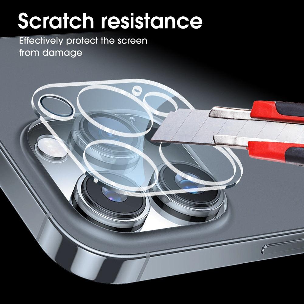 4pcs Protection d'objectif d'appareil photo en verre trempé pour IPhone 14 13 12 11 Pro Max Protecteur d'appareil photo Couverture complète Verre de protection Film d'appareil photo arrière transparent pour IPhone 14 Pro Max