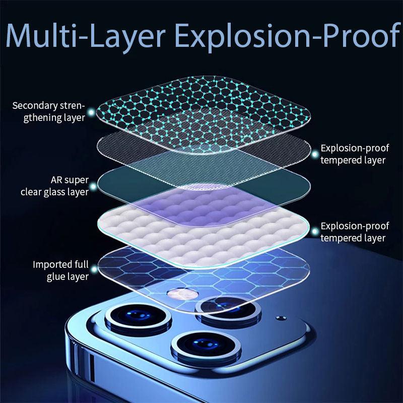 Protection d'objectif d'appareil photo arrière 3D HD pour iPhone 14 Pro Max Plus 13 12 11 Mini en verre trempé 9H n'affectant pas la prise de vue de nuit