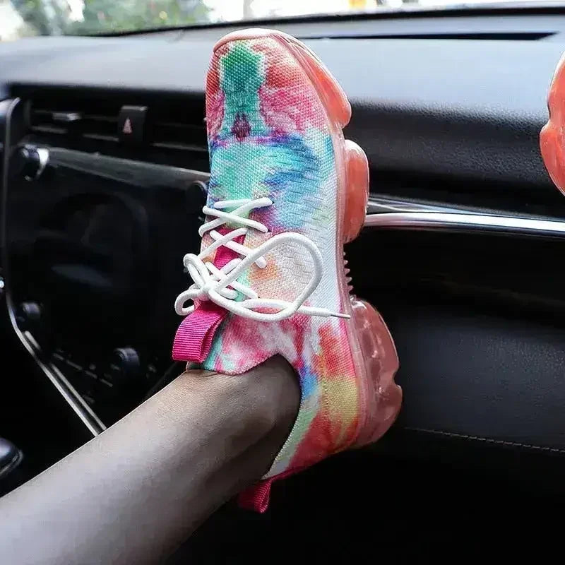 Chaussures de sport en maille respirante pour femme, baskets à lacets confortables