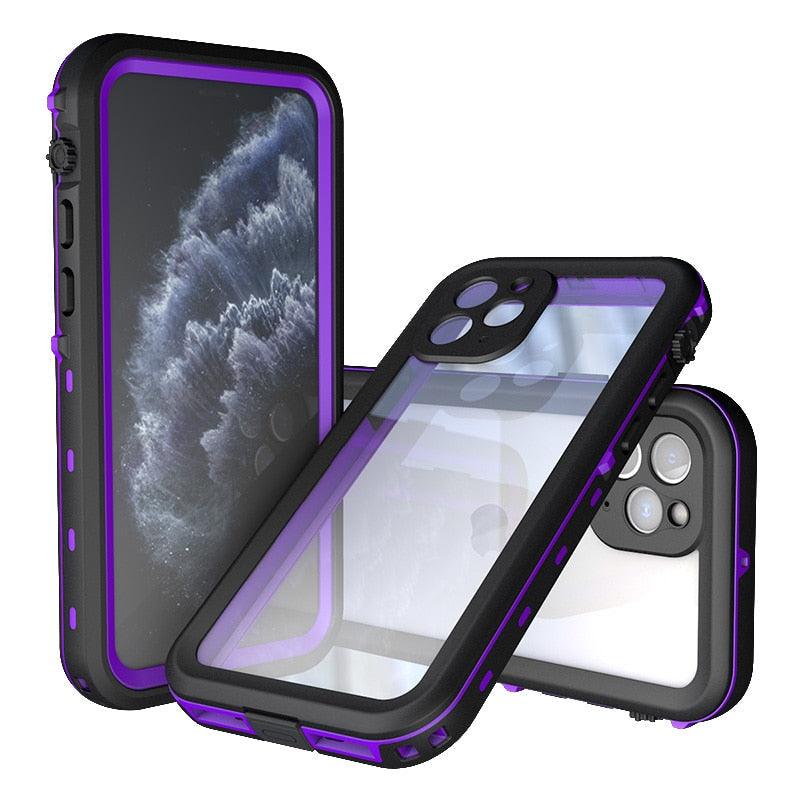 Coque étanche pour iPhone 14 13 12 11 Pro Max 14Plus 12Pro Coque durable étanche Sport 360 Protection iPhone12 Mini Coque étanche pour iPhone résistante aux chutes Arrière transparent