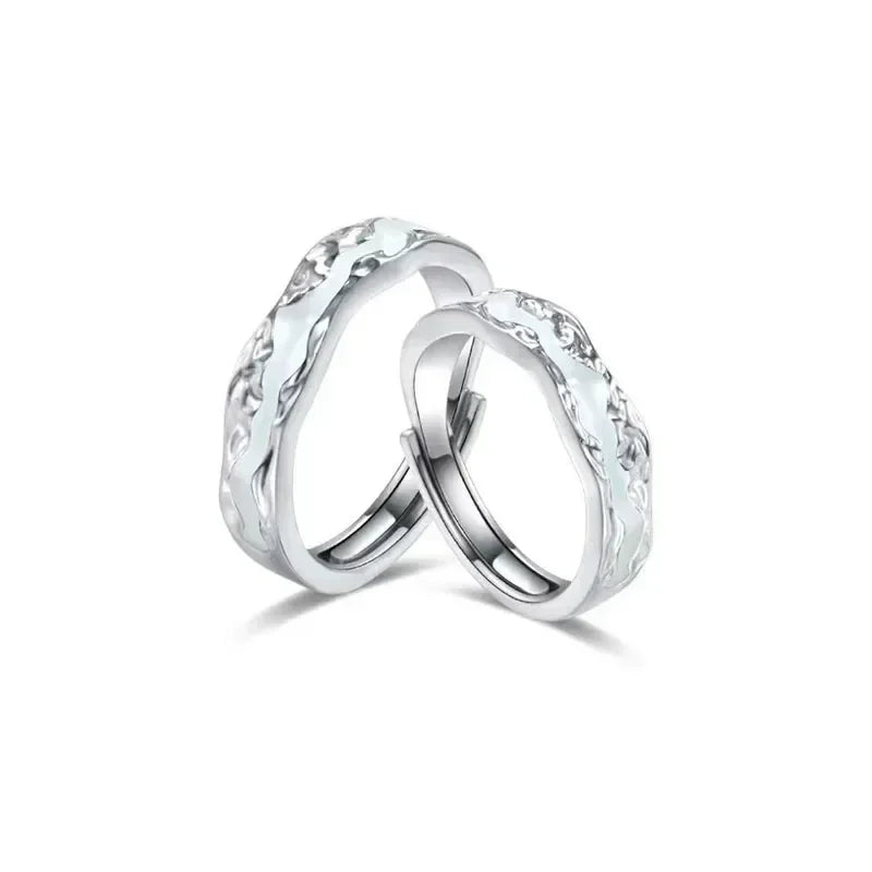 Nouvelle Bague Lumineuse Émail Réglable Vintage Luxe Amour Couple Anneaux Brille dans le Noir Bijoux Y2K Cadeaux Saint-Valentin