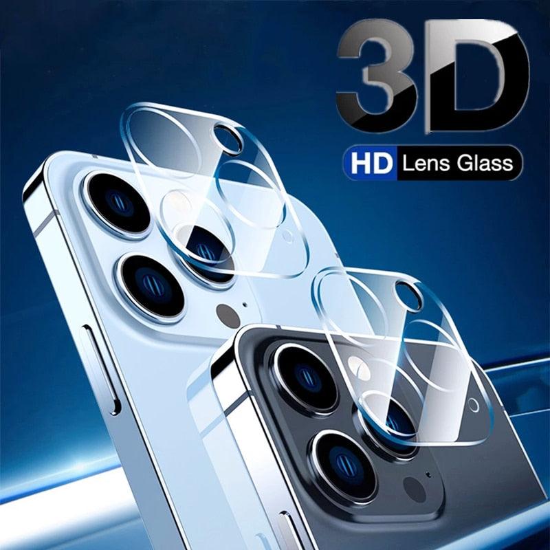 Protecteurs d'Objectif de Caméra 3D pour iPhone 13 14 Pro Max 12 Mini XR Film de Protection en Verre HD pour Objectif Arrière d'iPhone 11 12 PRO MAX X XS
