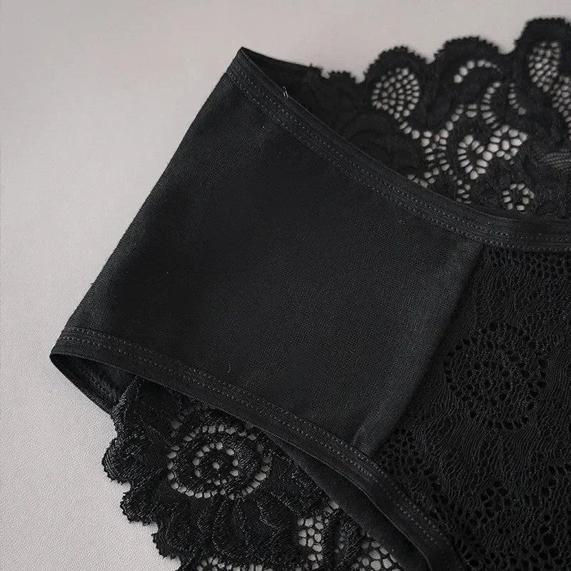 Lot de 3 slips de luxe en dentelle brodée florale pour femme, culottes sexy ajourées, lingerie féminine, sous-vêtements respirants pour femme