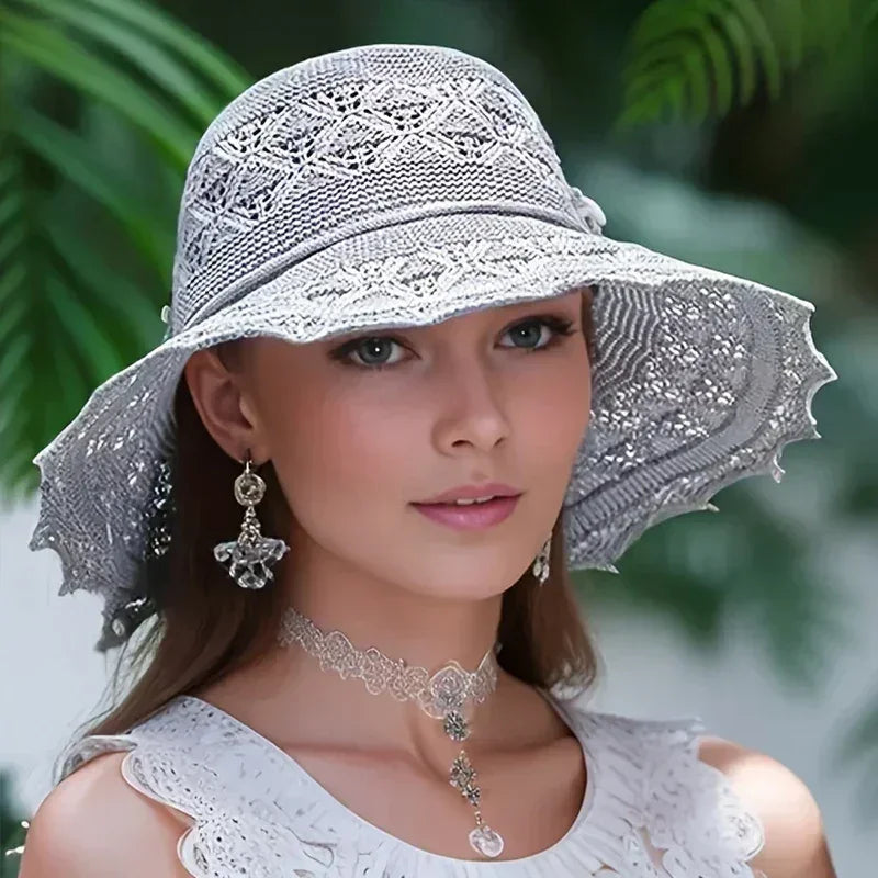 Version coréenne nouveau chapeau de paille chapeau de soleil d'été protection solaire vague chapeau de soleil plage chapeau frais chapeau pour femmes