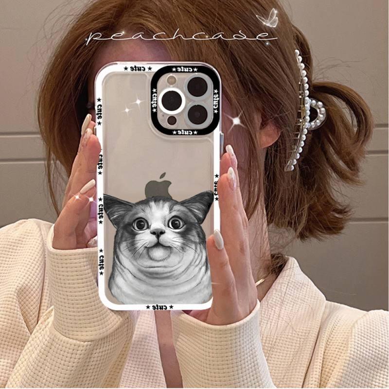 Coque de téléphone mignonne de chat pour iPhone 11 12 13 Mini Pro Max 14 Pro Max Étui coque de téléphone imprimable vierge en caoutchouc souple poli et cool