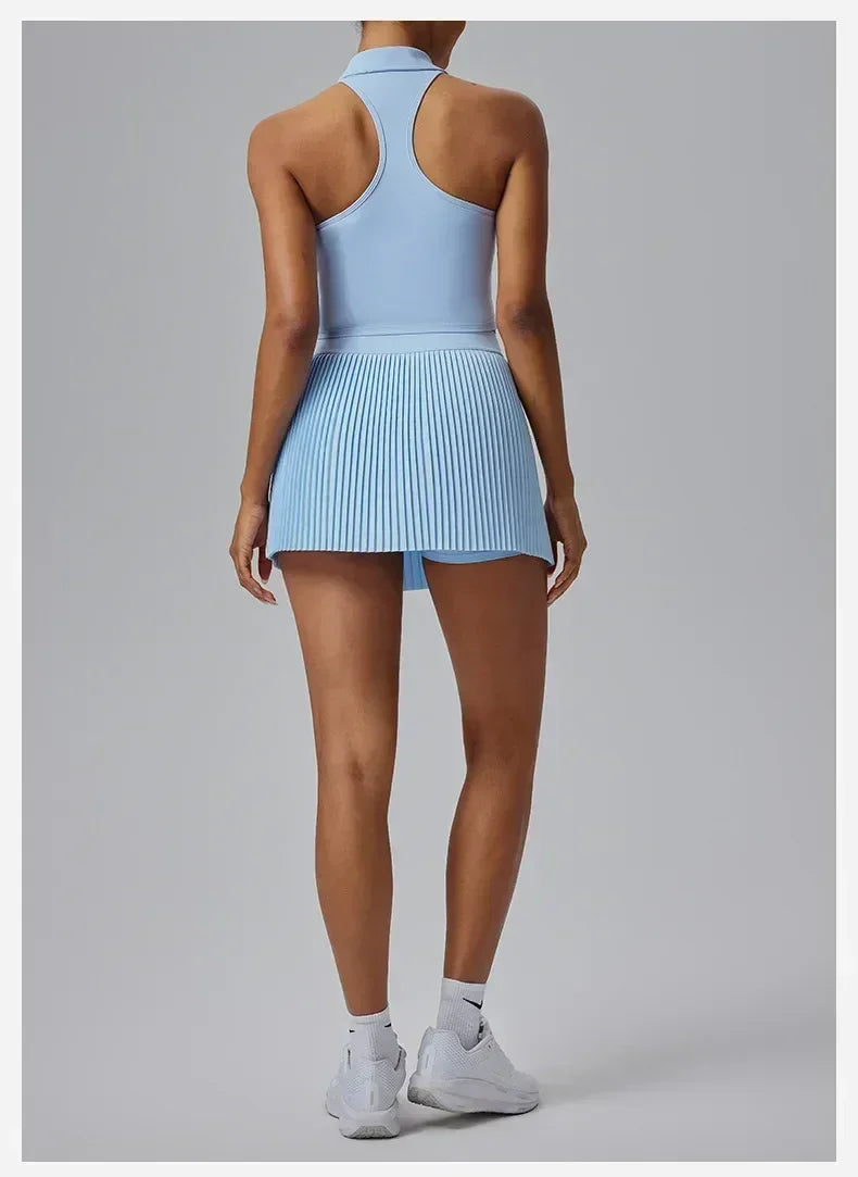 Jupe de sport florale à prix réduit pour femmes Jupe-culotte de tennis-badminton à séchage rapide Jupe plissée mi-longue de fitness avec short