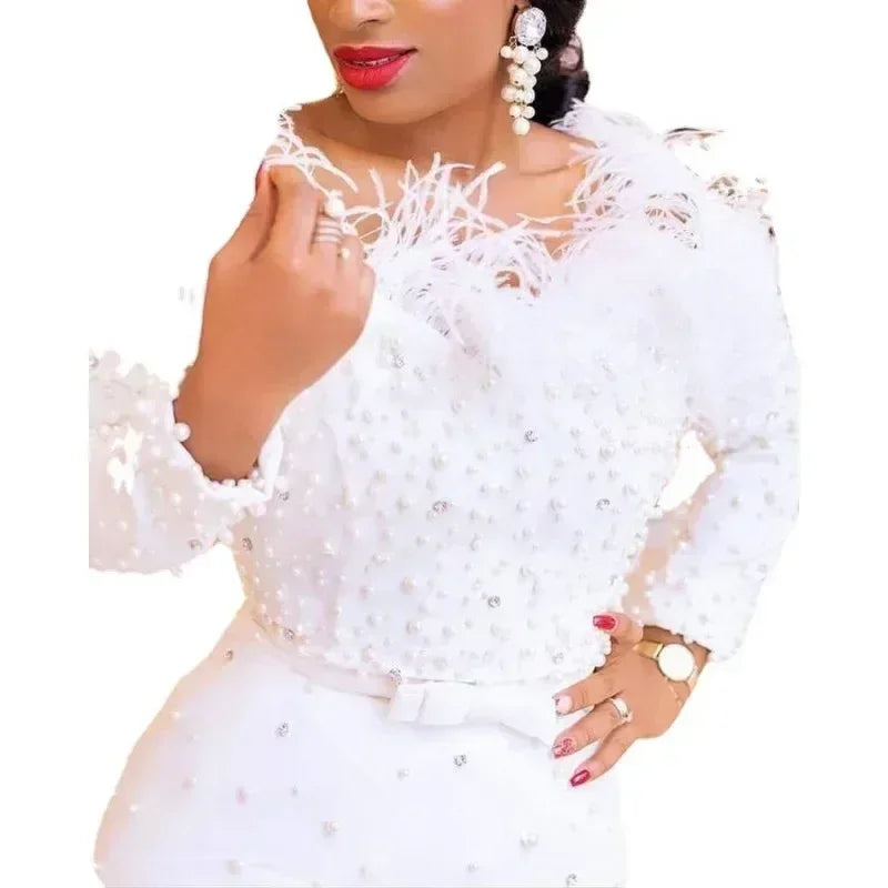 Robe Fourreau Sexy Perlée Femme Robe Midi Moulante Sexy Col Bateau Uni Taille Haute Tendance Robes de Soirée Fourreau Épaules Dénudées