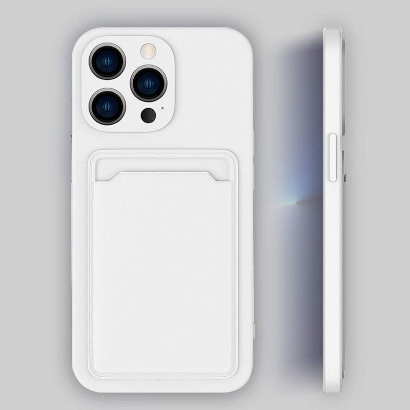 Étui de Téléphone Souple Blanc avec Porte-Cartes pour iPhone 11 12 13 Pro Max Coque de Protection pour Appareil Photo Étui Portefeuille Souple en Silicone Portable Housse Arrière Durable