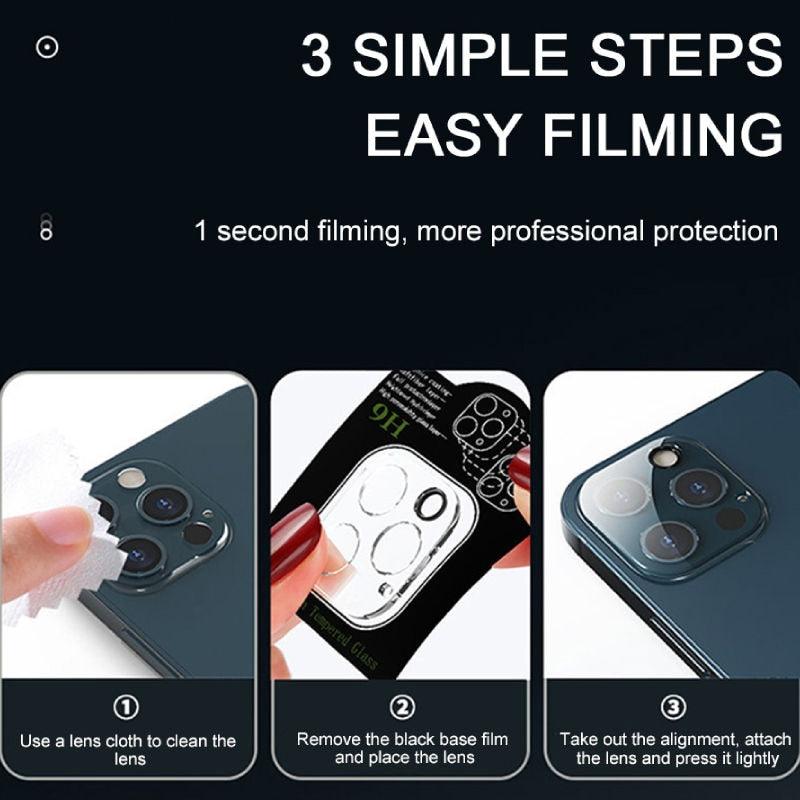 Protection d'objectif d'appareil photo arrière 3D HD pour iPhone 14 Pro Max Plus 13 12 11 Mini en verre trempé 9H n'affectant pas la prise de vue de nuit