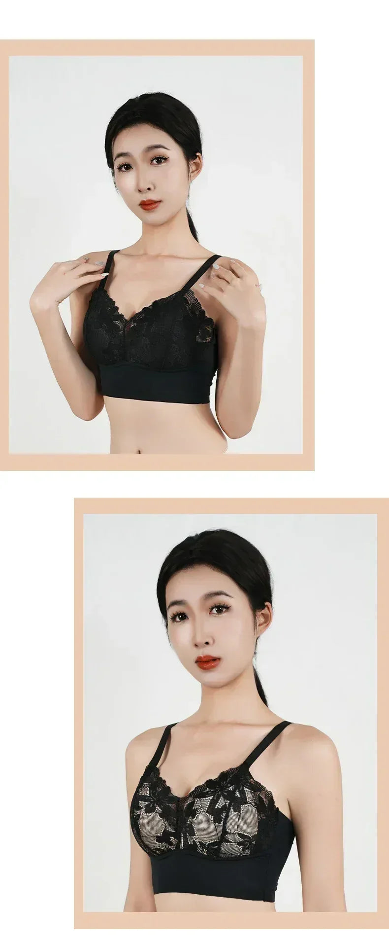 Soutien-gorge sans armature en dentelle grande taille pour femmes, bonnet B-C, couverture complète, fin, ajustable, soutien-gorge de poitrine