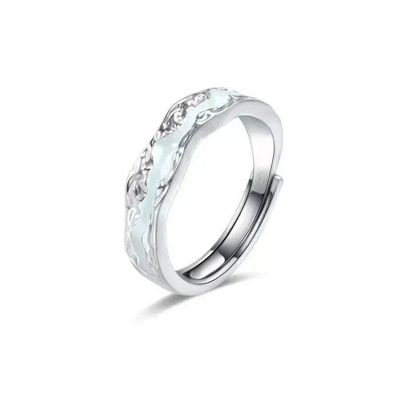 Nouvelle Bague Lumineuse Émail Réglable Vintage Luxe Amour Couple Anneaux Brille dans le Noir Bijoux Y2K Cadeaux Saint-Valentin