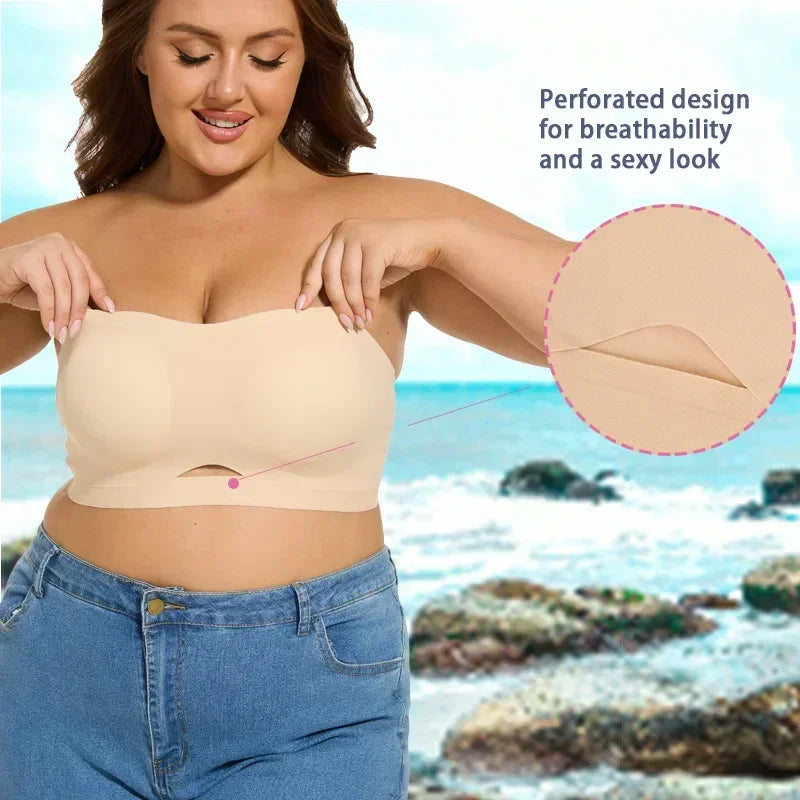 Soutien-gorge Push-Up pour femme, Sexy grande taille, Doux Respirant, Sans Armature, Sous-vêtements Anti-dérapant, Sans Coutures, Bretelles et Bonnets Amovibles, Lingerie