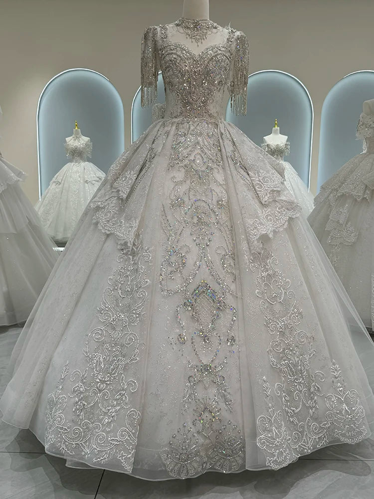 Robe de mariée française de luxe à épaules dénudées EDW325