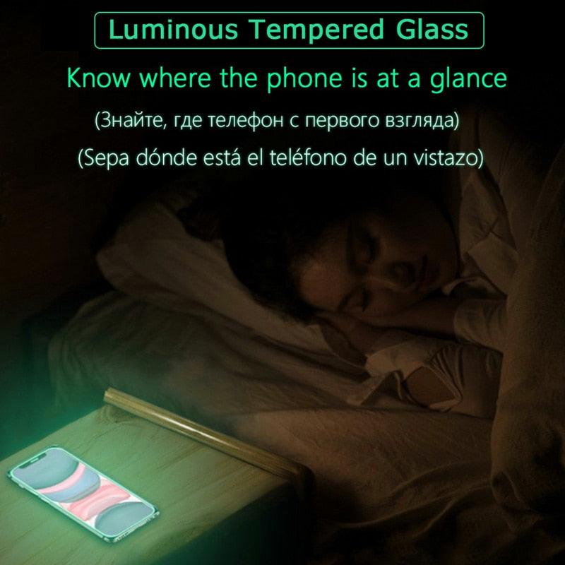 3 pièces protecteurs d'écran lumineux pour iPhone 14 11 Pro Max 12 Mini XR X XS, verre trempé lumineux pour iPhone 13 Pro Max 8 7 Plus, protecteur d'écran en verre trempé compatible avec iPhone