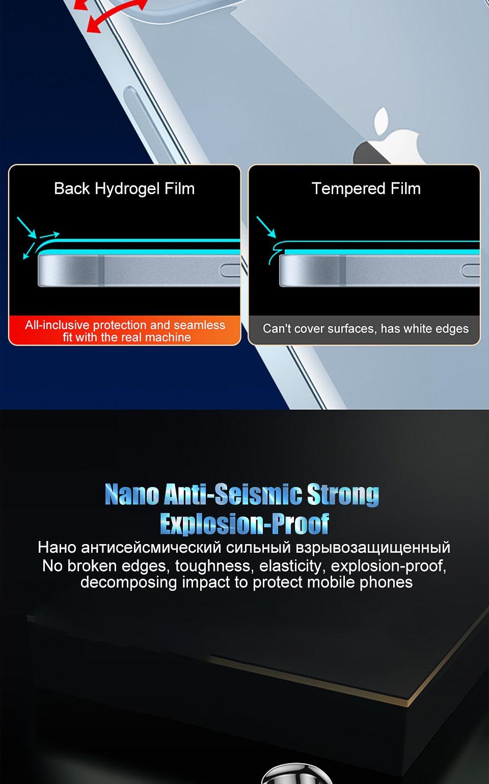 Film arrière de protection intégrale pour iPhone 14 13 11 12 Pro MAX Mini, protecteur d'écran XR X XS Max 7 8 6S Plus SE Accessoires, film arrière antichoc de protection d'écran intégrale