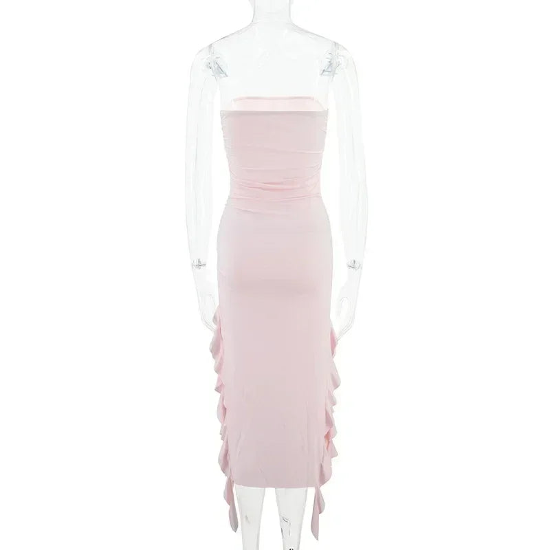BWQ Robes longues pour femmes, fendues, sexy, moulantes, sans manches, robe méduse, mode pour filles chaudes, robe longue femme épaules dénudées