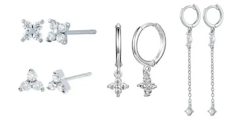 Boucles d'oreilles créoles tendance en argent sterling 925 avec aiguille d'oreille en cristal blanc de luxe pour femme, cadeau de bijoux de mariage