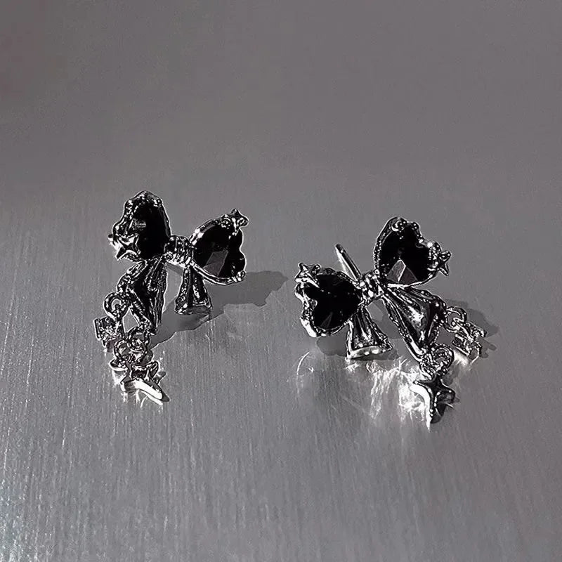 Nouvelles boucles d'oreilles clous Zircon Bowknot Y2K pour femmes Mode coréenne Couleur argent Cristal rose Boucles d'oreilles personnalisées Bijoux de fête Cadeaux