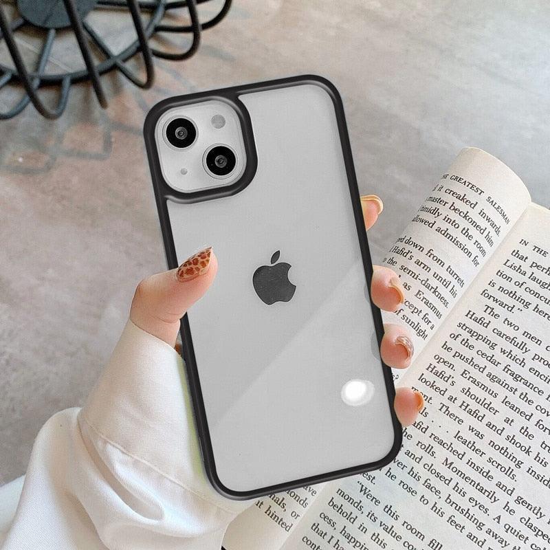 Coque de téléphone unisexe antichoc mignonne en silicone pour iPhone 14 11 12 13 Pro Max, étui de protection arrière transparent coloré en silicone pour iPhone