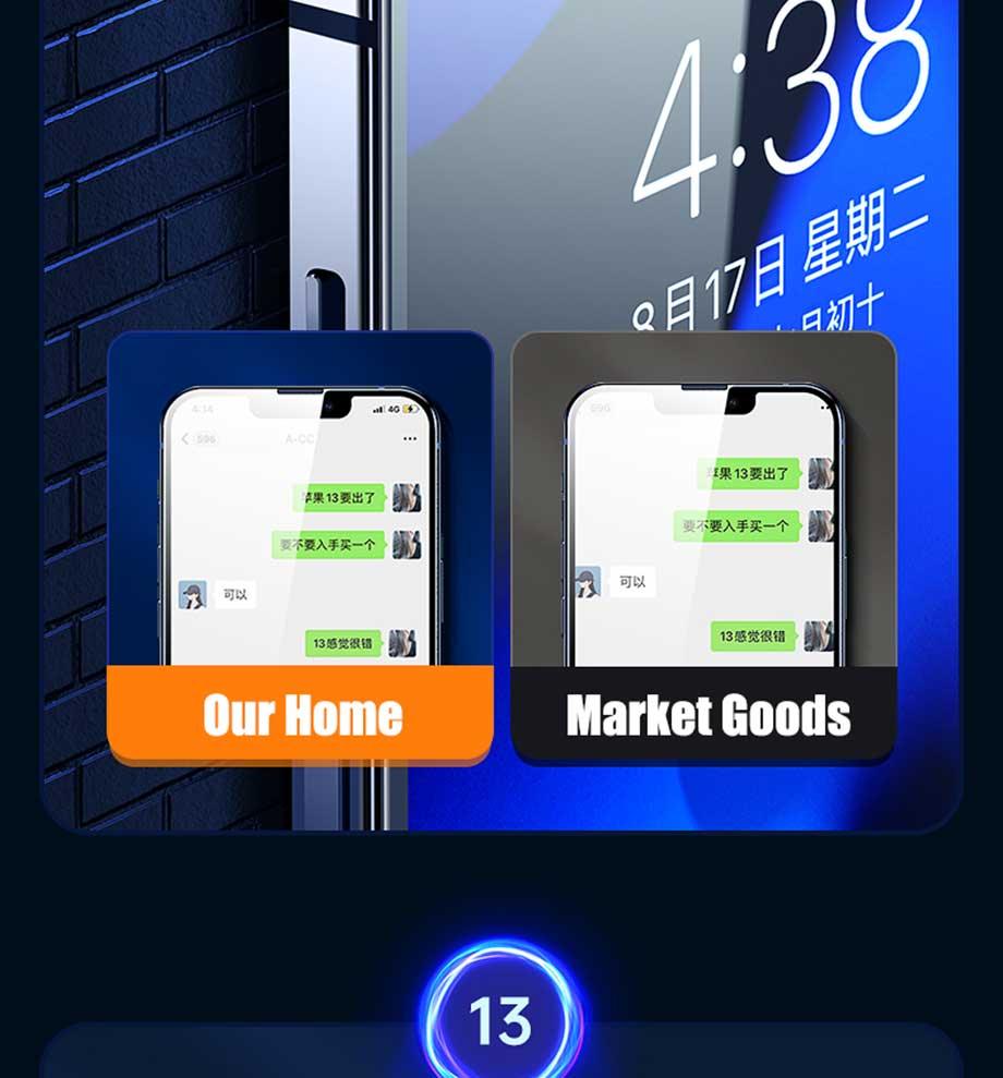 Verre trempé de protection d'écran à couverture complète 4 pièces pour iPhone 11 12 13 14 Pro Max, protecteur d'écran pour iPhone 6 7 8 Plus X Xr Xs Max, Film en verre trempé de protection bord à bord, compatible avec les coques.