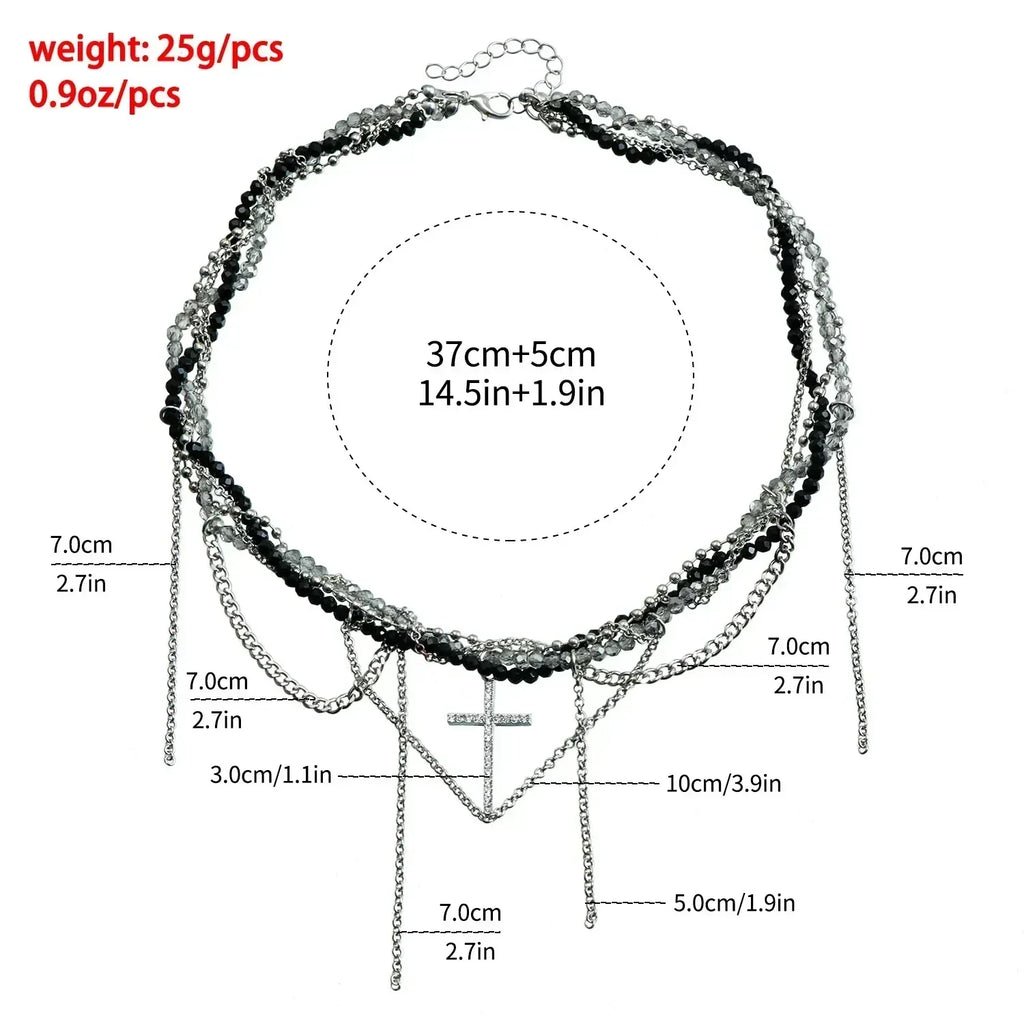 Collier Cœur Perlé Tendance pour Femmes Style Bohème Élégant Chaîne en Cristal Irrégulier Ras du Cou Y2K Exquis Cadeau de Fête Bijoux Accessoires