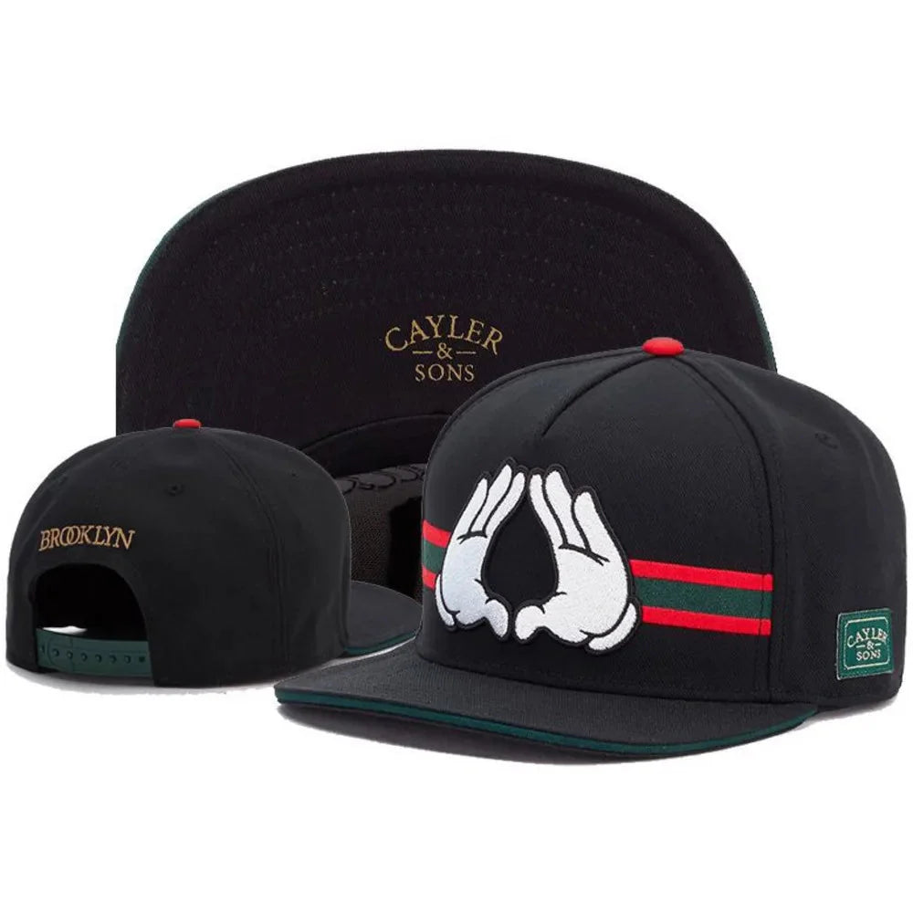 Casquette Snapback Crâne et Main – Casquette de baseball réglable à visière plate
