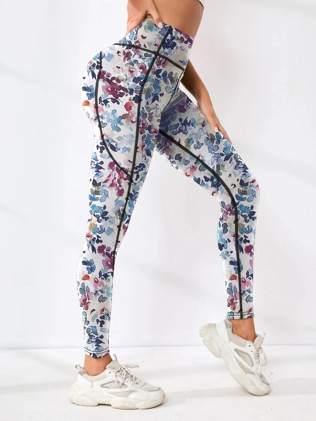 Pantalon de fitness taille haute avec poches imprimé pour femme