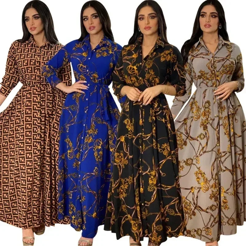 Vêtements féminins automne et hiver Nouvelle robe élégante, sexy, à la mode, imprimé numérique et décontractée.