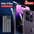 3 jeux de films de protection latéraux transparents pour iPhone 14 13 12 11 Pro Max X XR XS, film de protection ultra-mince pour cadre, film de protection ultra-mince 3D en fibre de carbone