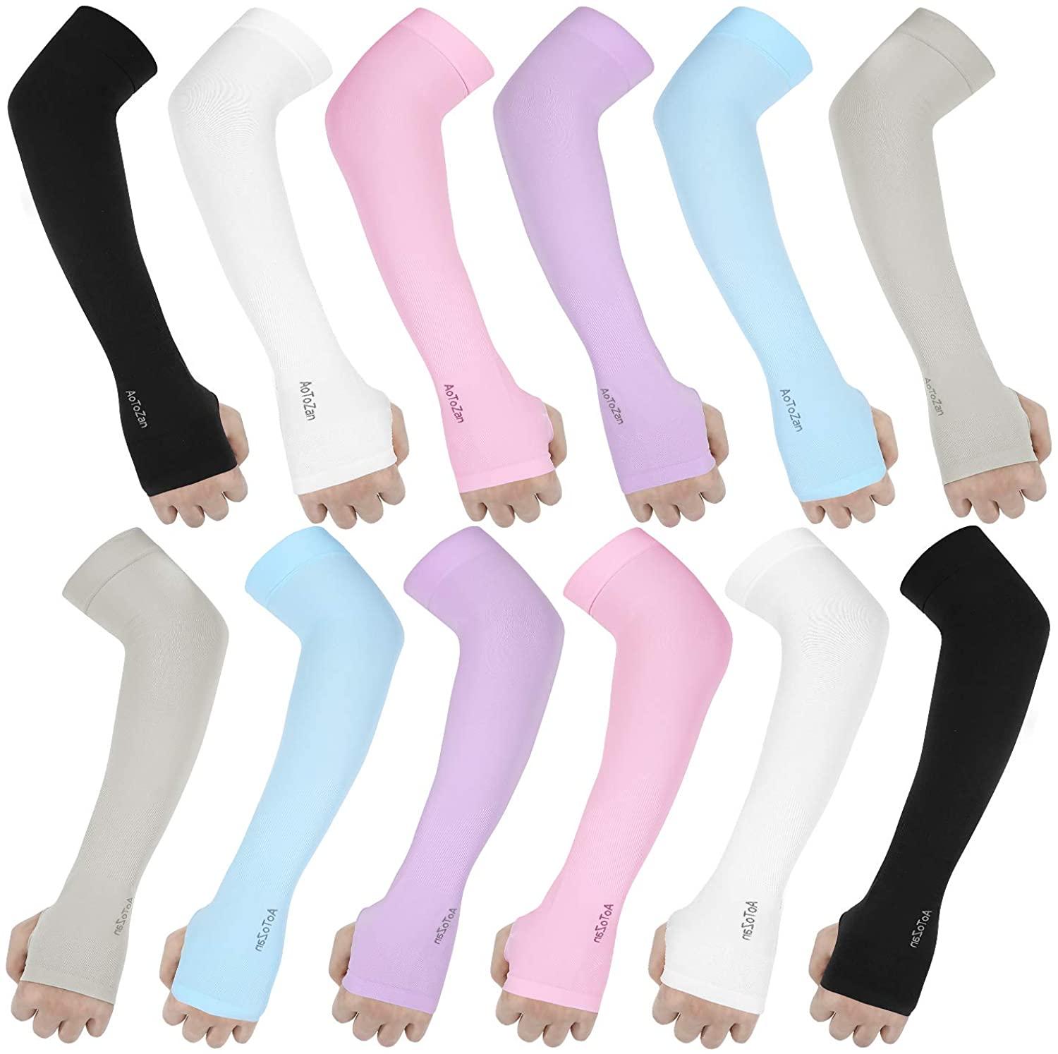Manchon de compression unisexe taille unique rafraîchissant, anti-UV, avec trou pour le pouce, manchon de compression sportif pour dissimuler les tatouages, long manchon de bras, antidérapant, protège-bras chauffant pour sports de plein air.