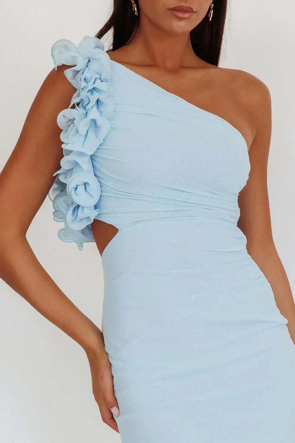 Articat Robe de soirée moulante asymétrique à fleurs pour femme, sexy, dos nu, coupe slim, printemps/été 2025